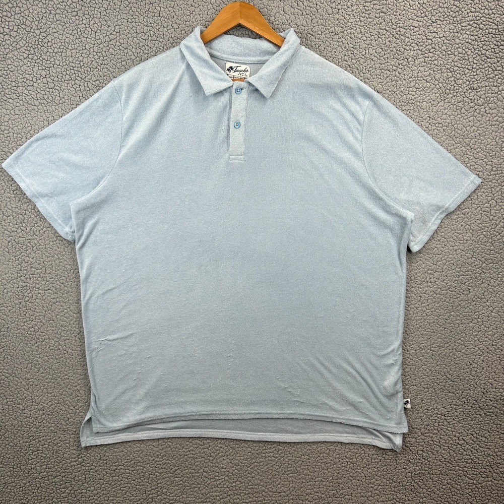 Trunks Surf & Swim Co Men's 2XL Terry Cloth Polo - Light Blue Summer Vacation